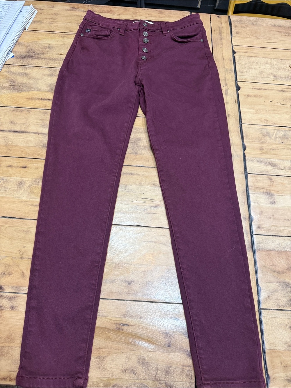 Kancan burgundy High Rise Skinny Crop Jeans Cowgirl Western Boho - Picture 2 of 8